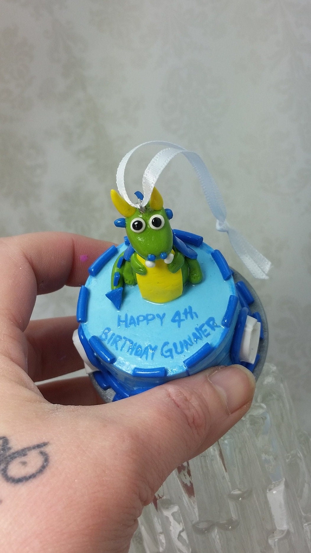 Birthday Cake Mini Replica Custom Ornament - Replica Cake - Clay Ornament Shop - Sweet 16 - First 1st Birthday - Thumbnail 3