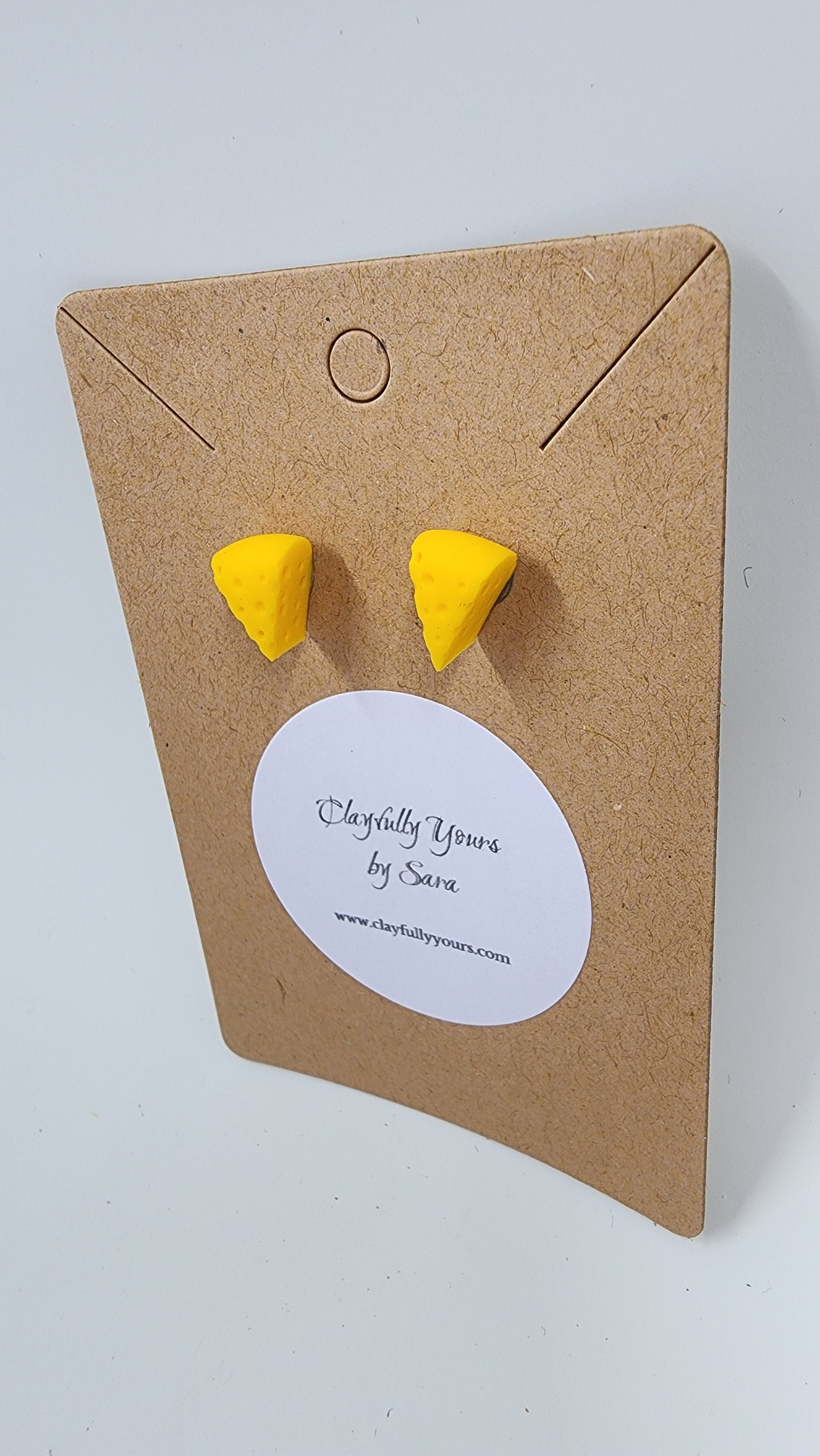 Cheese Wedge Stud Earrings V2 - Cheesehead Jewelry - Green Bay - Fake Food Earrings- Handmade - Wisconsin - Thumbnail 3