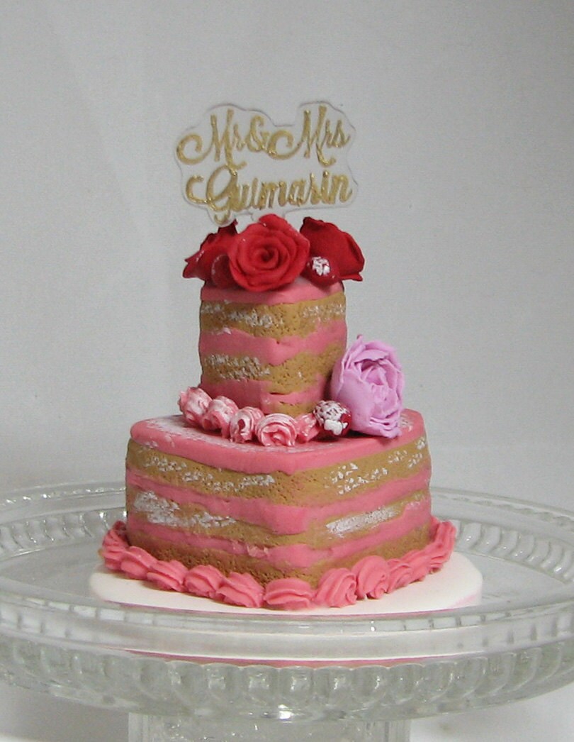 Wedding Cake Mini Replica Custom Ornament - Replica Cake - Wedding Gift - First Anniversary - Newlyweds Gift - Clay Ornament Shop ** - Thumbnail 4