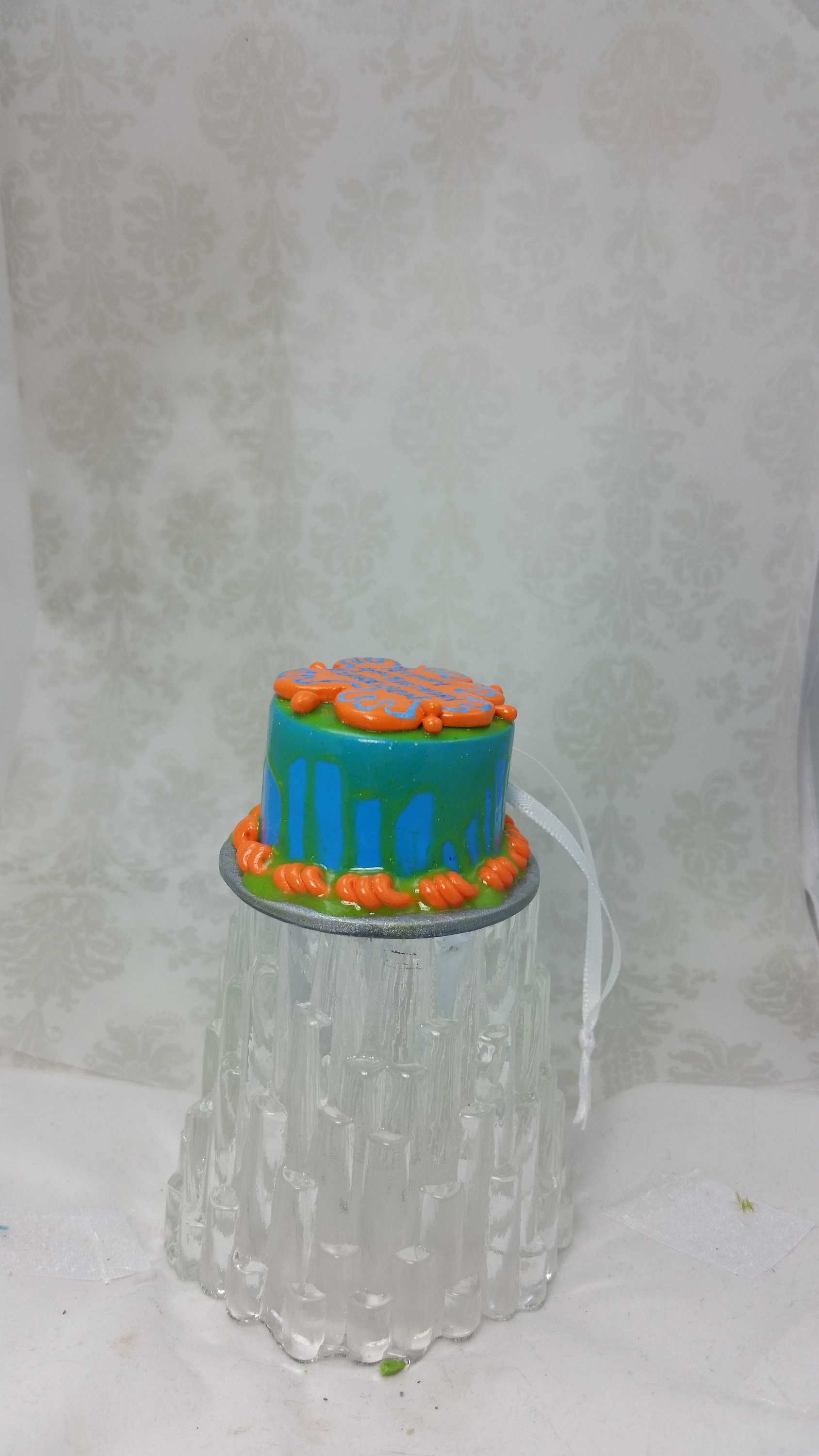 Birthday Cake Mini Replica Custom Ornament - Replica Cake - Clay Ornament Shop - Sweet 16 - First 1st Birthday - Thumbnail 4