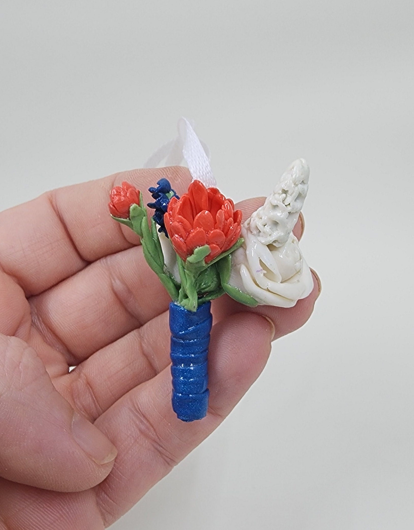 Boutonniere Replica Custom Ornament - Replica - Wedding Gift - First Anniversary - Newlyweds Gift - Clay Ornament Shop - Groom - Best Man