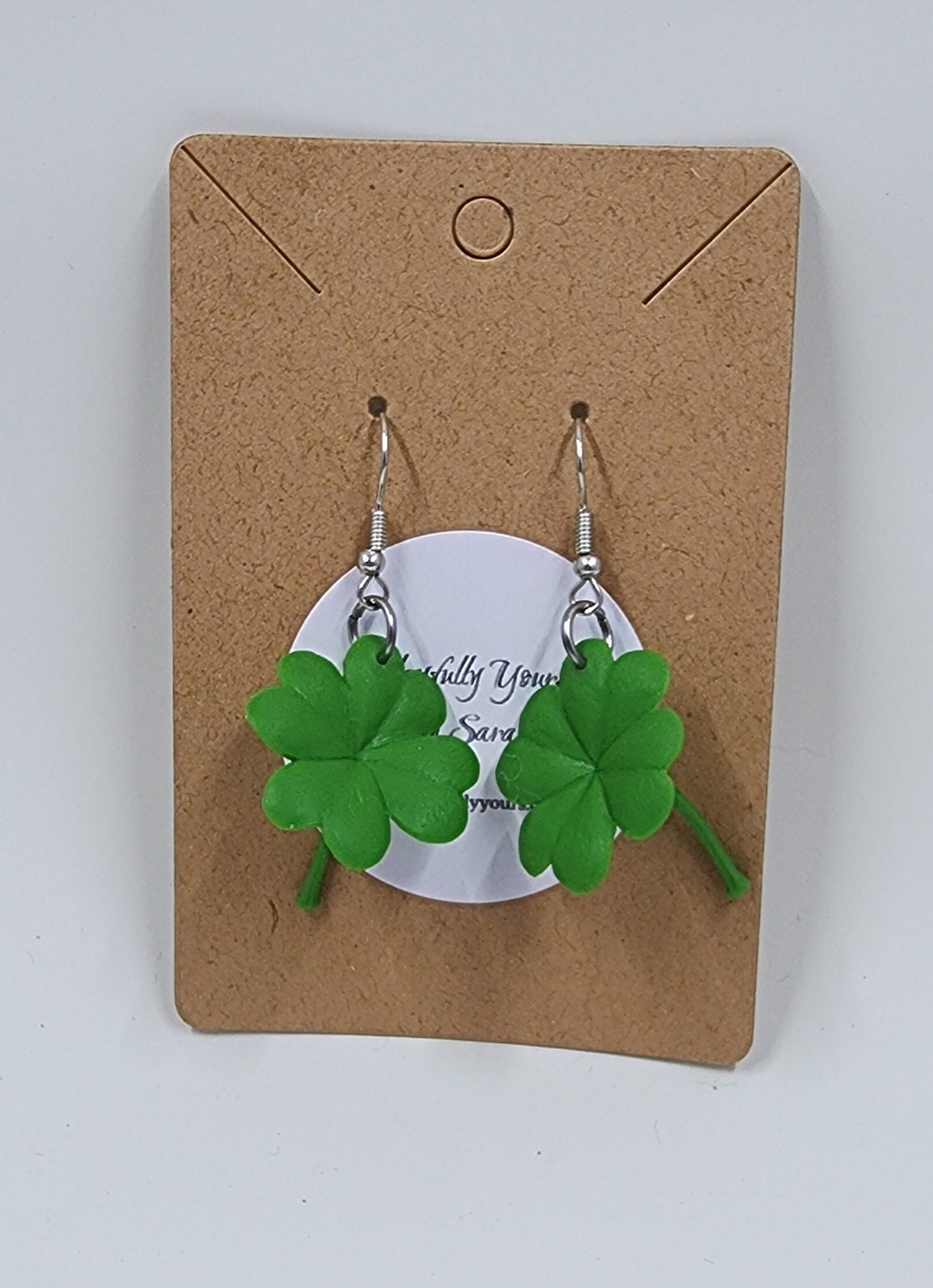Shamrock Clover Earrings - 4 Leaf Clover - St Patricks Day - Irish - Lucky Charm - Thumbnail 2