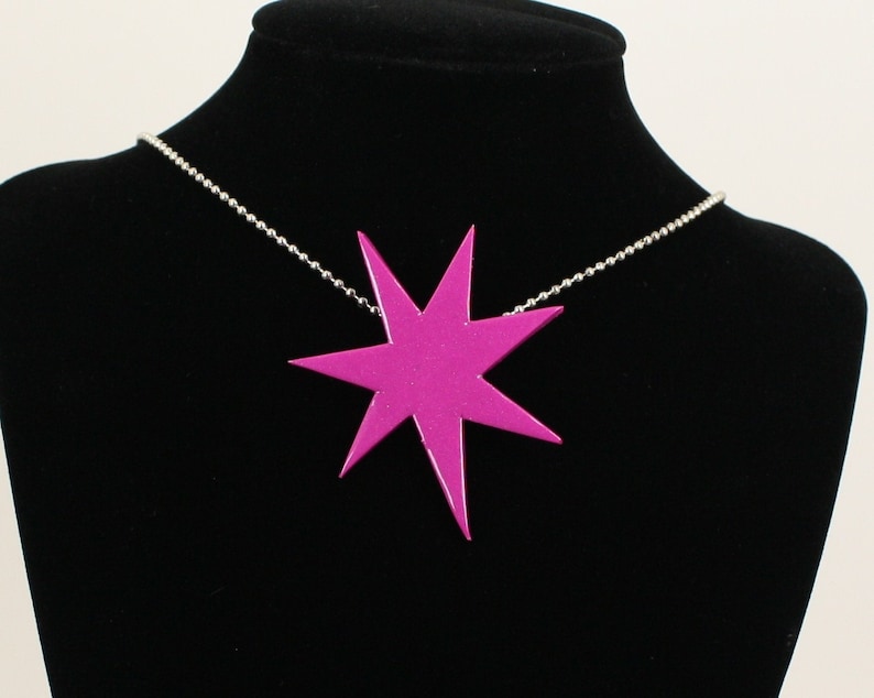 Jem and the Holograms Jem Star 2" Necklace - Cosplay Prop - 80's Necklace - Costume - The Misfits - Jem Star Necklace - Jewelry - Cartoon image 2
