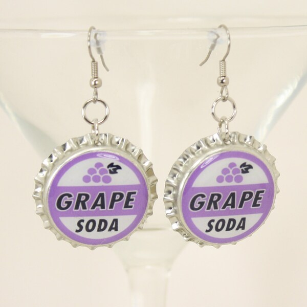 Grape Soda Bottlecap Ellie Badge Pin Earrings - LIGHT PURPLE - Wilderness Explorer - Bottle Cap - Carl