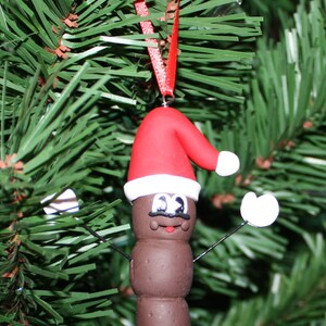 Mr. Poo Christmas Ornament with Santa Hat Clay Ornament Shop Poop White Elephant Office Gag Gift Mister Towel image 3