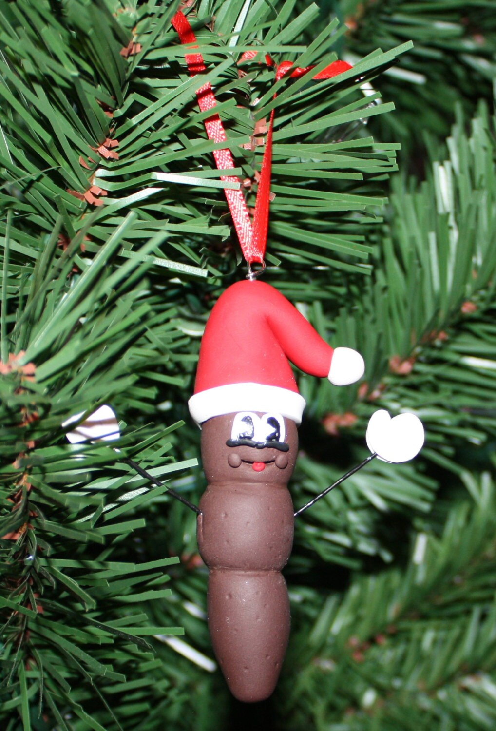 Mr. Poo Christmas Ornament with Santa Hat - Clay Ornament Shop - Poop - White Elephant Office Gag Gift - Mister - Towel - Thumbnail 3