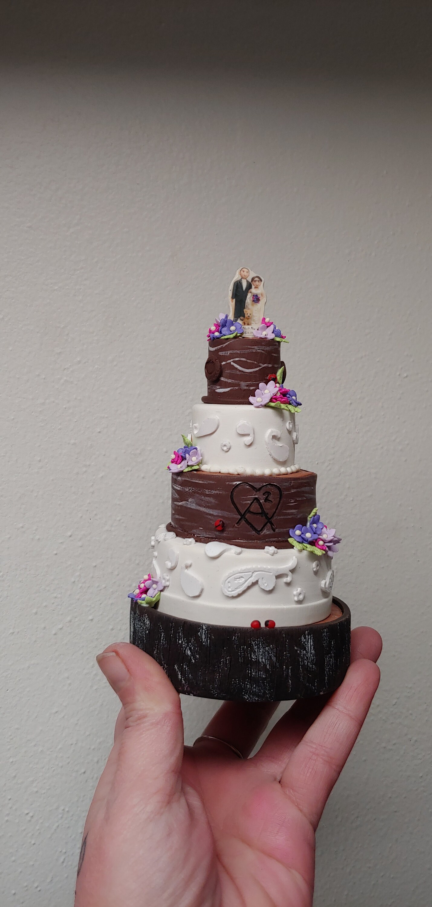 Wedding Cake Mini Replica Custom Ornament - Replica Cake - Wedding Gift - First Anniversary - Newlyweds - Clay Ornament Shop 2 - Thumbnail 6