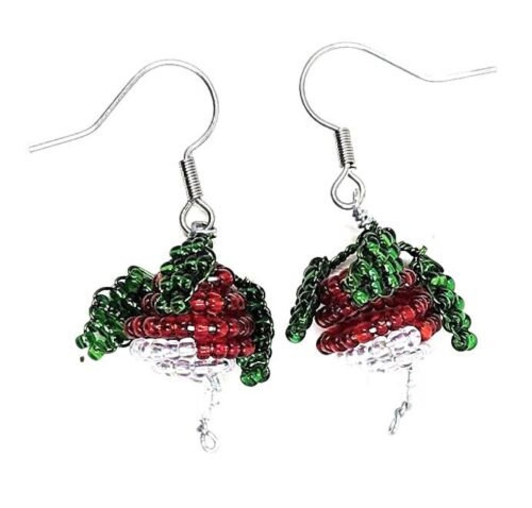 Luna Red Radish Bead Earrings / Dirigible Plum Earrings Etsy