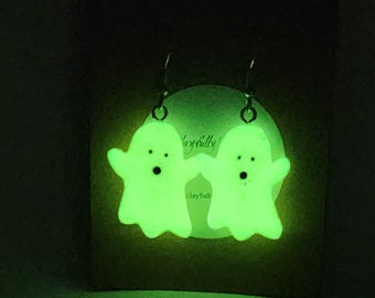 Glow In The Dark Ghost Earrings | Halloween Earrings | Halloween Jewelry | Spooky Earrings | Spooky Jewelry