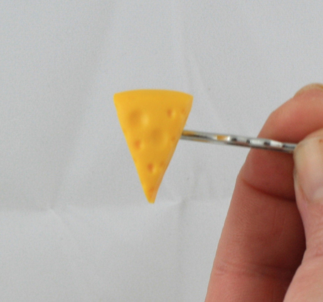 Cheese Wedge Bobby Pin / Barette - Cheesehead - Gifts Under 10 - Wisconsin Handmade - Gag Gift - Football - Thumbnail 2