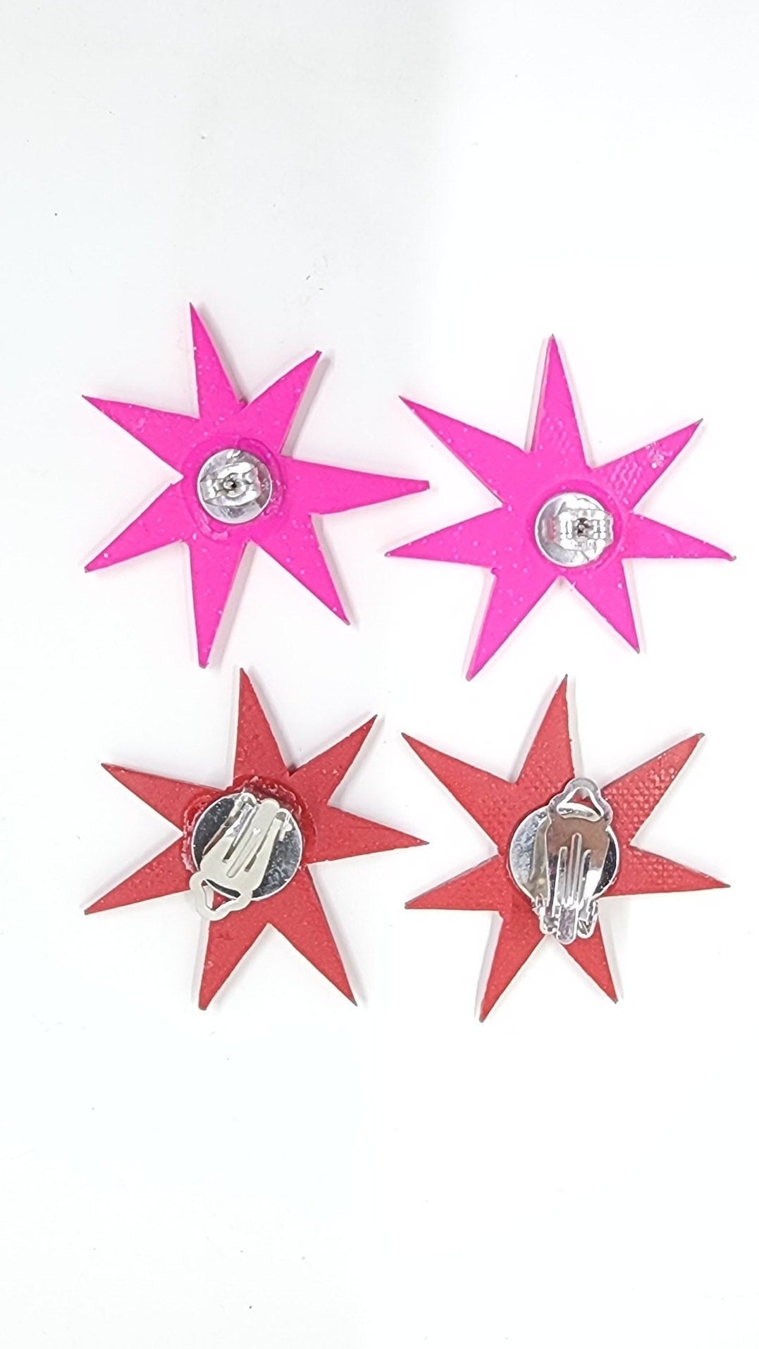 Jem and the Holograms Jem Star Earrings (Pink or Red) - Jewelry - The Misfits - Costumes - Cosplay Prop - 80's - Jemstar Earrings - Jewelry - Thumbnail 2