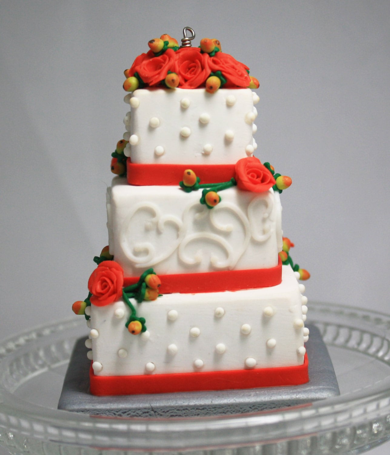 Wedding Cake Mini Replica Custom Ornament - Replica Cake - Wedding Gift - First Anniversary - Newlyweds  FIXGift - Clay Ornament Shop - Thumbnail 3