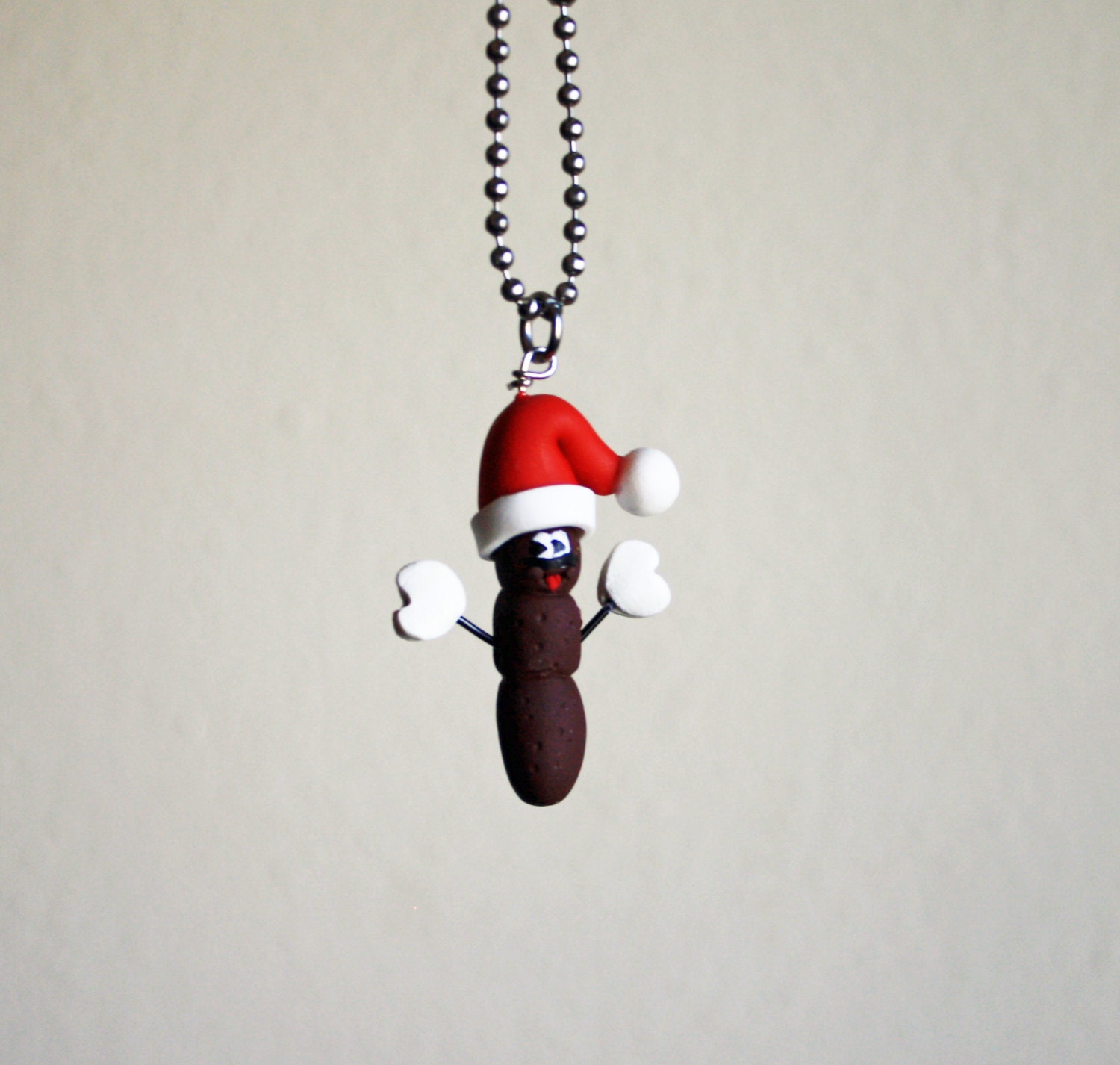 Mr. Poo The Christmas Poo Necklace - Hidey Ho - Clay Ornament Shop - Poo Polymer Clay