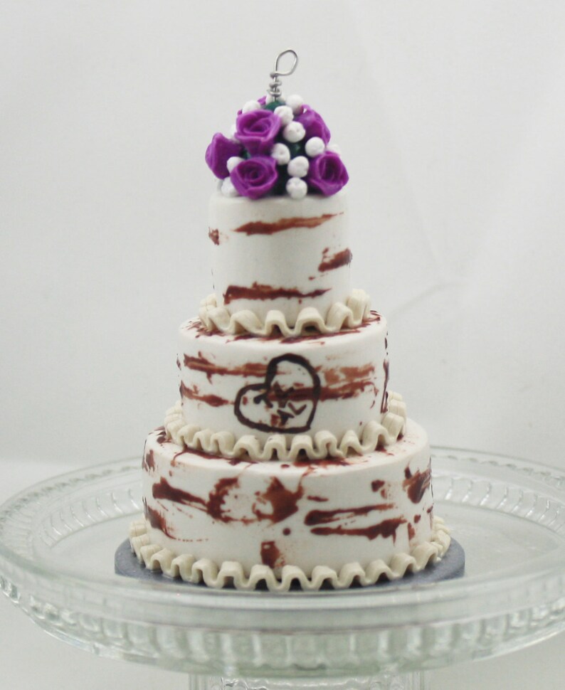 Wedding Cake Mini Replica Custom Ornament Replica Cake Wedding Gift First Anniversary Newlyweds Gift Clay Ornament Shop image 5