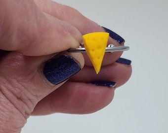 Cheese Wedge RING - Cheesehead Jewelry - Handmade - Wisconsin - Mini food jewelry - cheese head - Adjustable