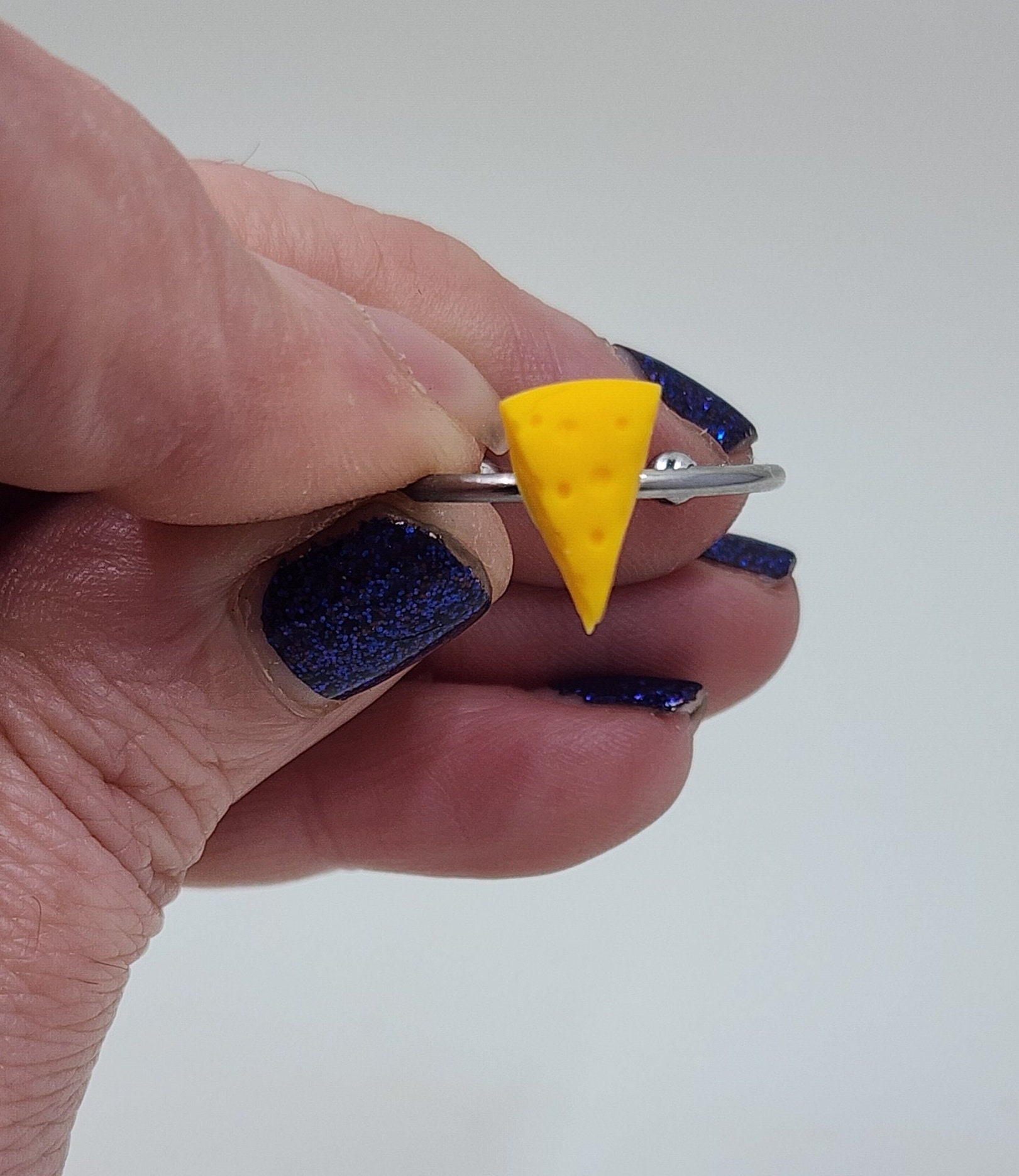 Cheese Wedge RING - Cheesehead Jewelry - Handmade - Wisconsin - Mini food jewelry - cheese head - Adjustable