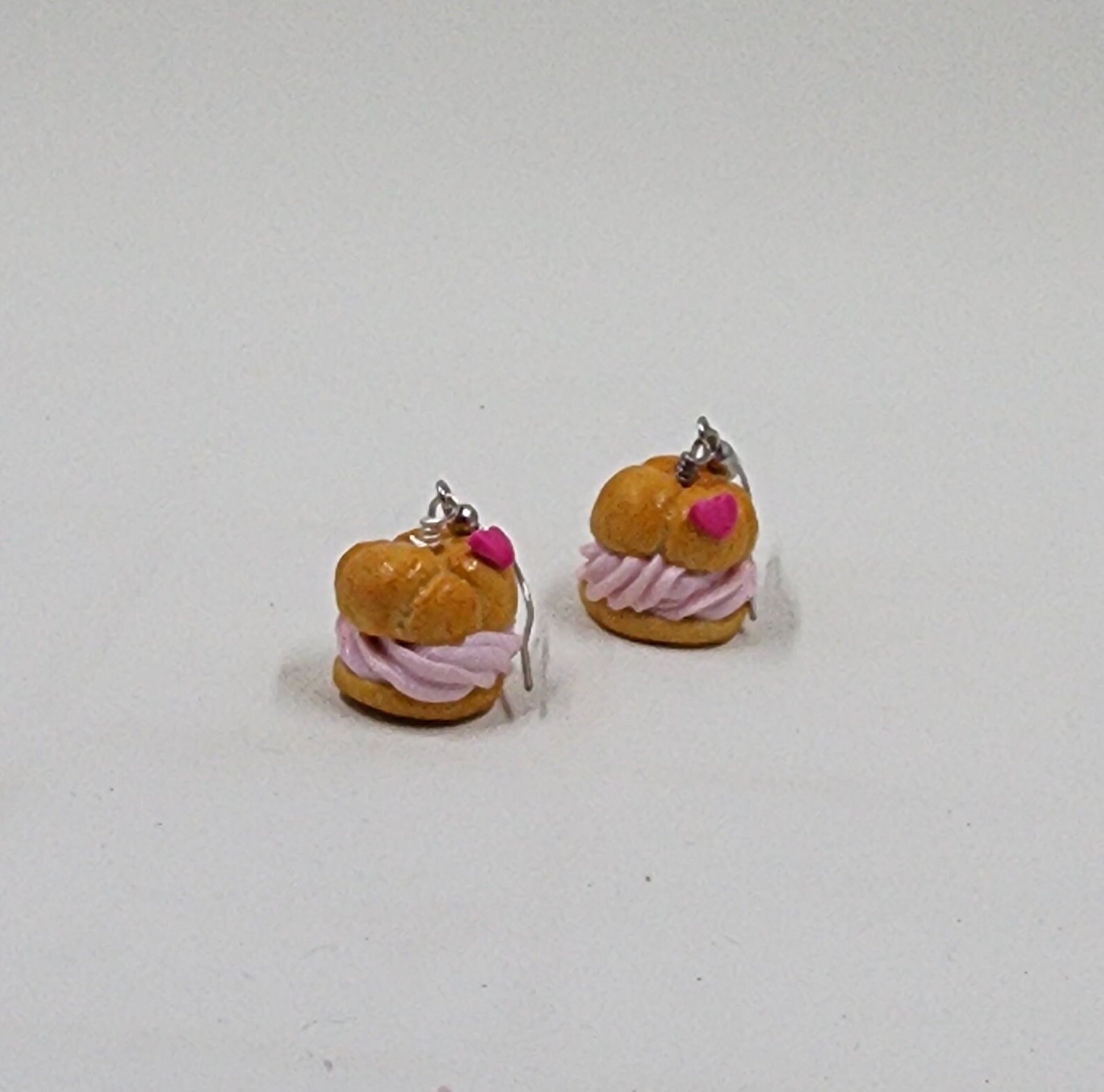 Cream Puff Earrings - Handmade Polymer Clay Earrings - State Fair Food - Thumbnail 2