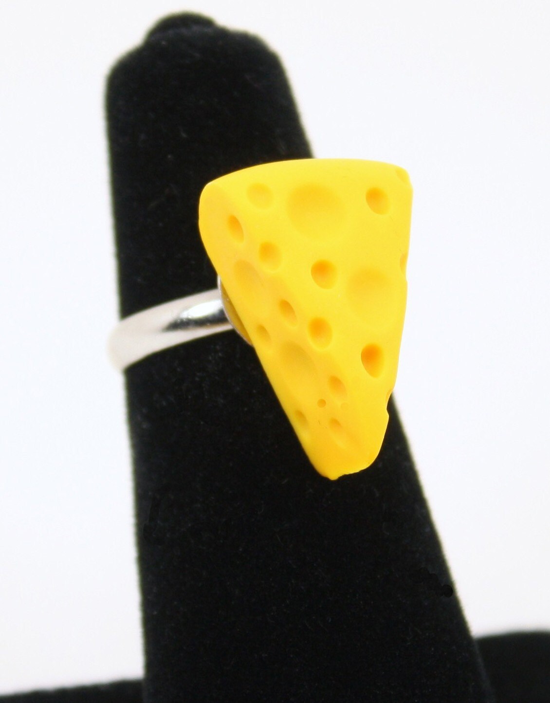 Cheese Wedge RING - Cheesehead Jewelry - Handmade - Wisconsin - mini food jewelry - cheese head - Adjustable