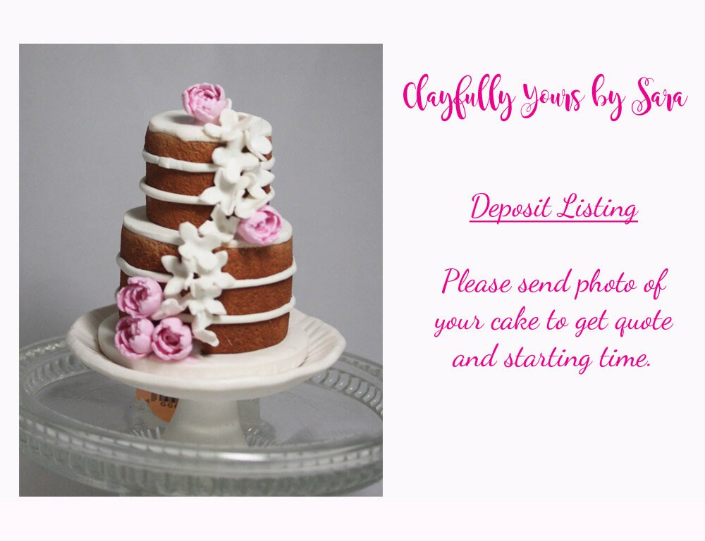 Wedding Cake Mini Replica Custom Ornament - Replica Cake - Wedding Gift - First Anniversary - Newlyweds Gift - Clay Ornament Shop (NP) - Thumbnail 2