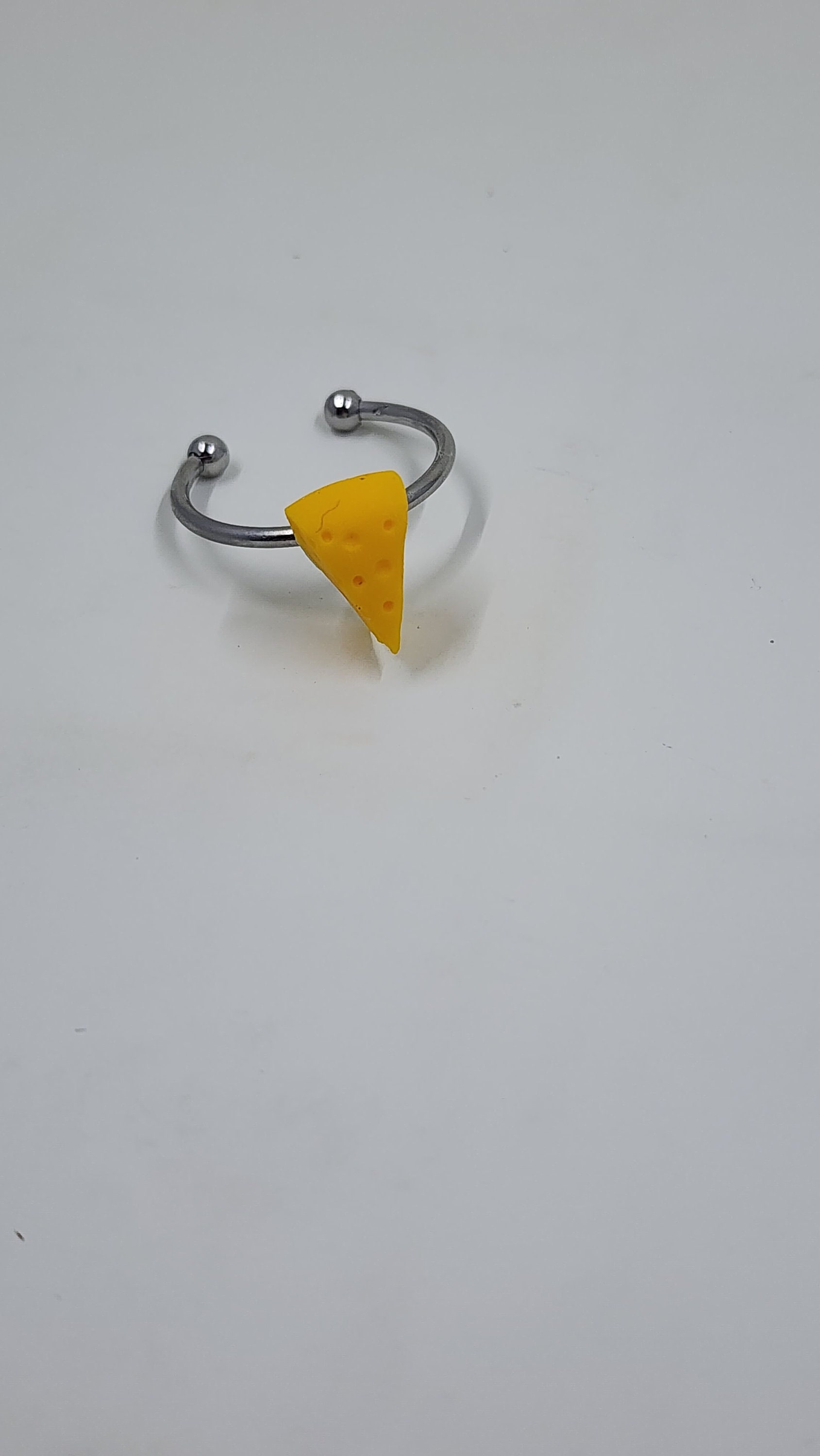Cheese Wedge RING - Cheesehead Jewelry - Handmade - Wisconsin - Mini food jewelry - cheese head - Adjustable - Thumbnail 2