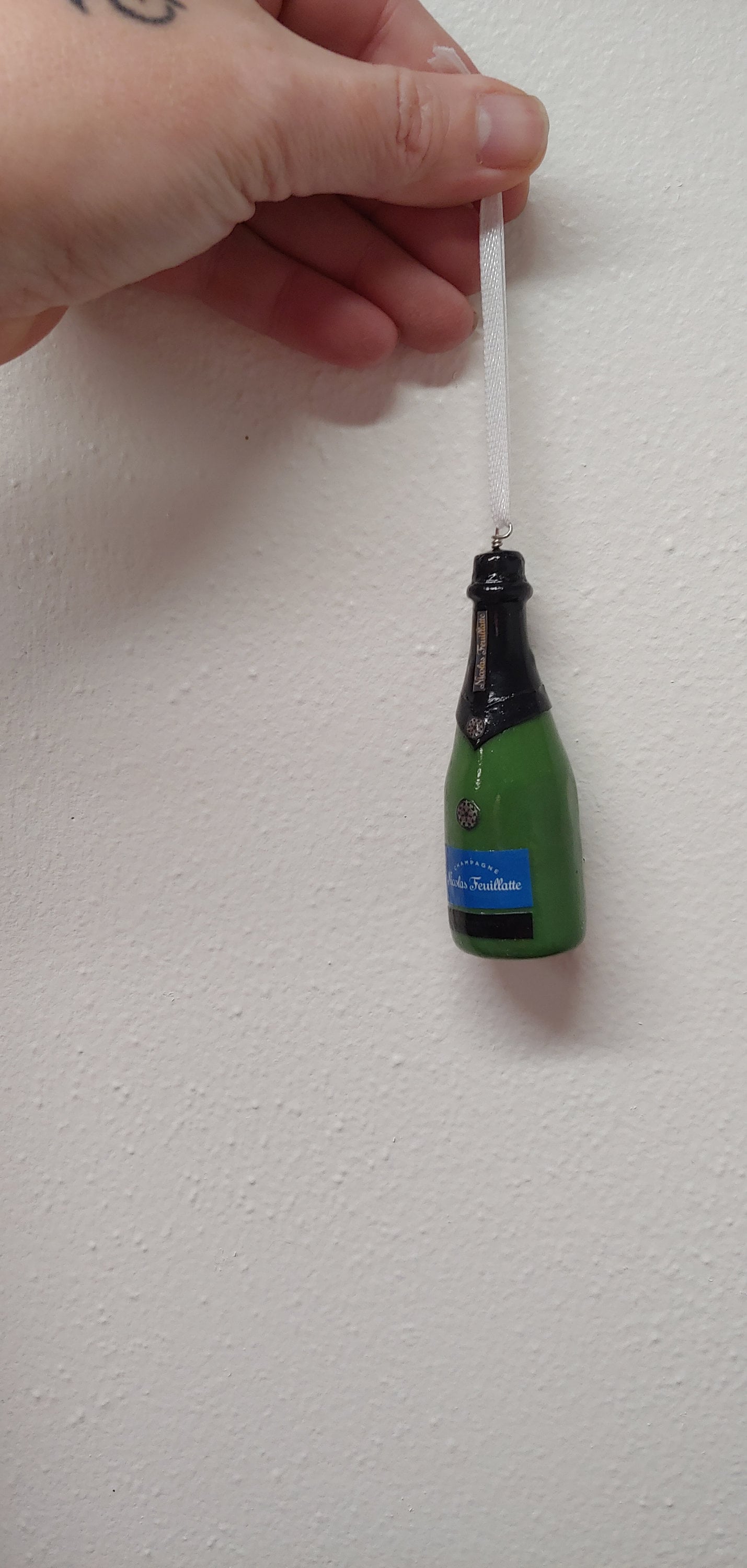 Wine Bottle Ornament | Champagne Mini Replica Custom Ornament - Wedding Gift - First Anniversary - Newlyweds Gift - Clay Ornament Shop - Thumbnail 7