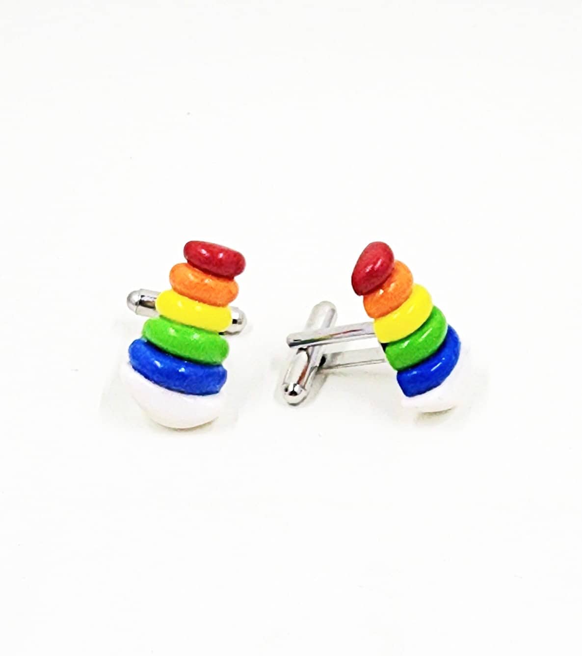 Rainbow Ring Stacker Cufflinks | Pediatric | First Time Dad | Baby Shower Gift | Father's Day l LGBTQ l Pride | Cuff links