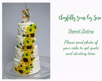 Wedding Cake Mini Replica Custom Ornament - Replica Cake - Wedding Gift - First Anniversary - Newlyweds - Clay Ornament