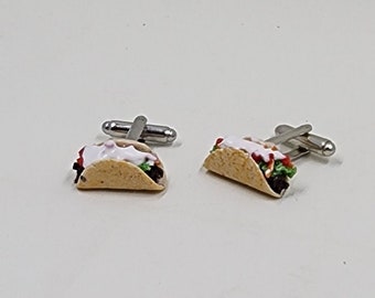 Taco Cufflinks l Fake Food Cufflinks l Mexican Food l Cinco De Mayo l Mini Food Jewelry l Cuff links l Realistic