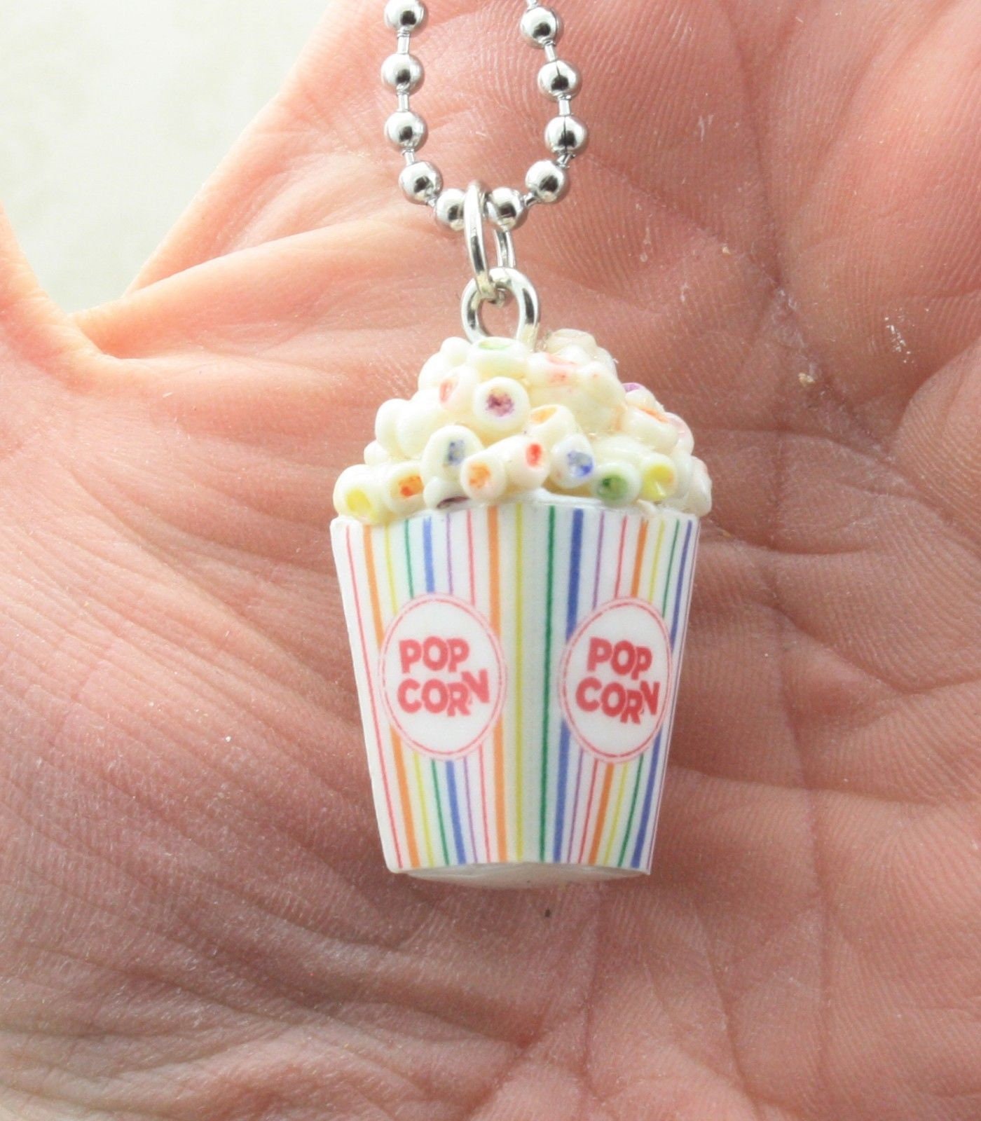Movie Theater Popcorn Necklace - Rainbow or Buttered - Award Shows - Thumbnail 2