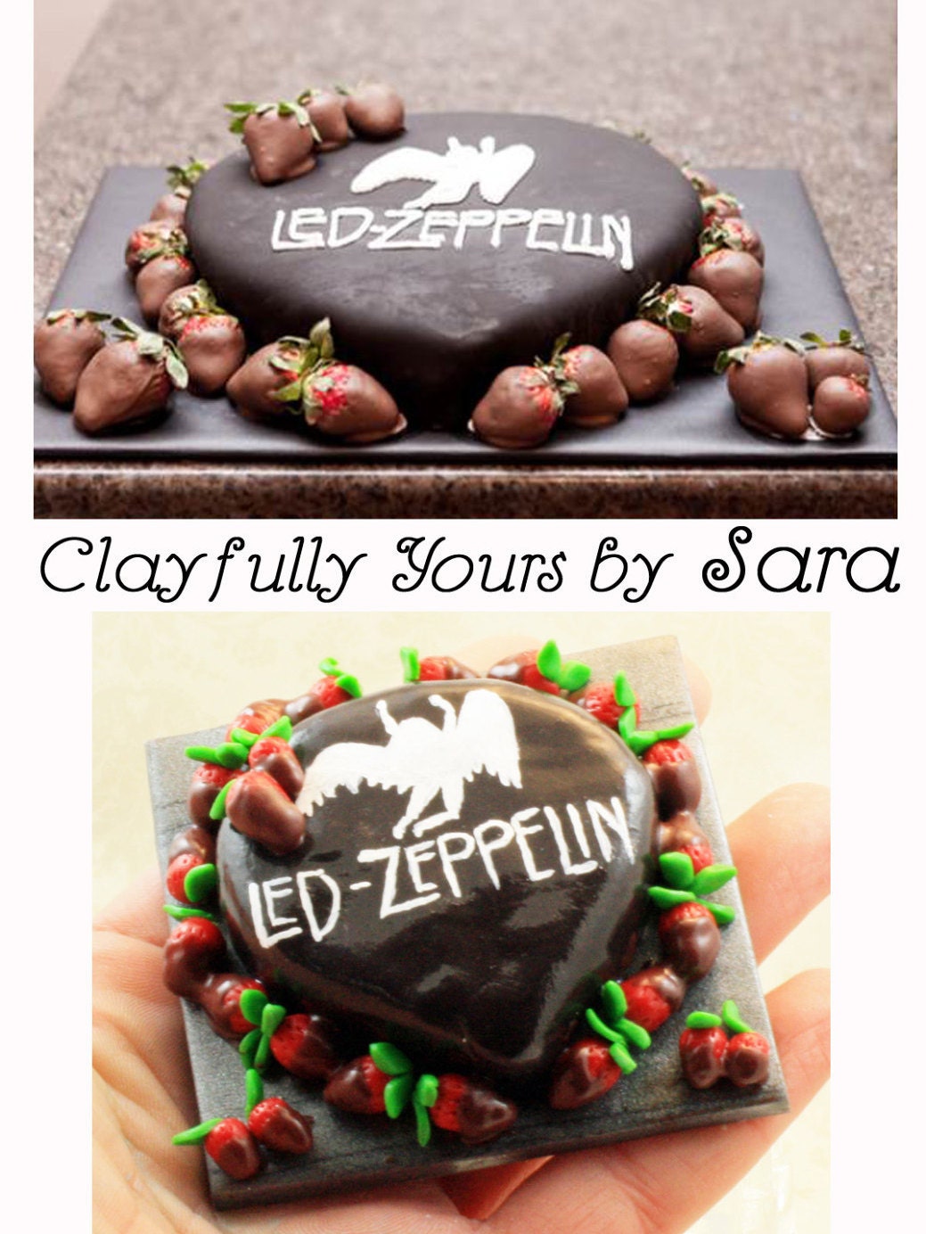 Groom's Cake Mini Replica Custom Ornament - Replica Cake - Wedding Gift - First Anniversary - Newlyweds Gift - Clay Ornament Shop - Thumbnail 3