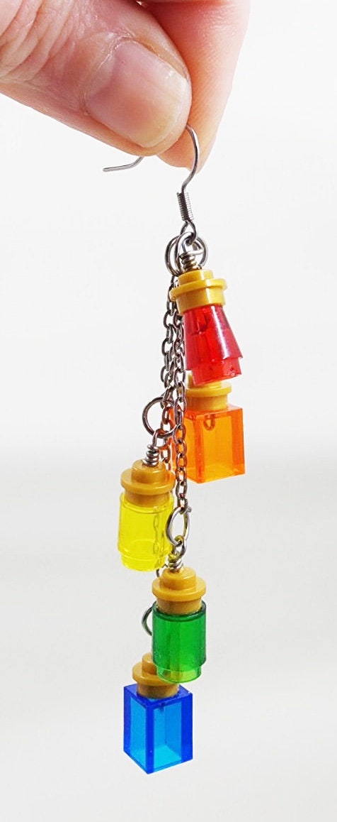 Rainbow Building Brick Potion Dangle Earrings | LGBTQ+ | Pride - Thumbnail 4