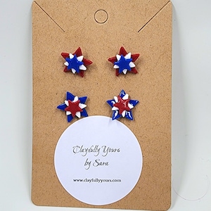 4th of July Star Firework Stud Earrings | Red White Blue | Patriotic | Memorial Day | Veteran&#39;s  Day | Parade