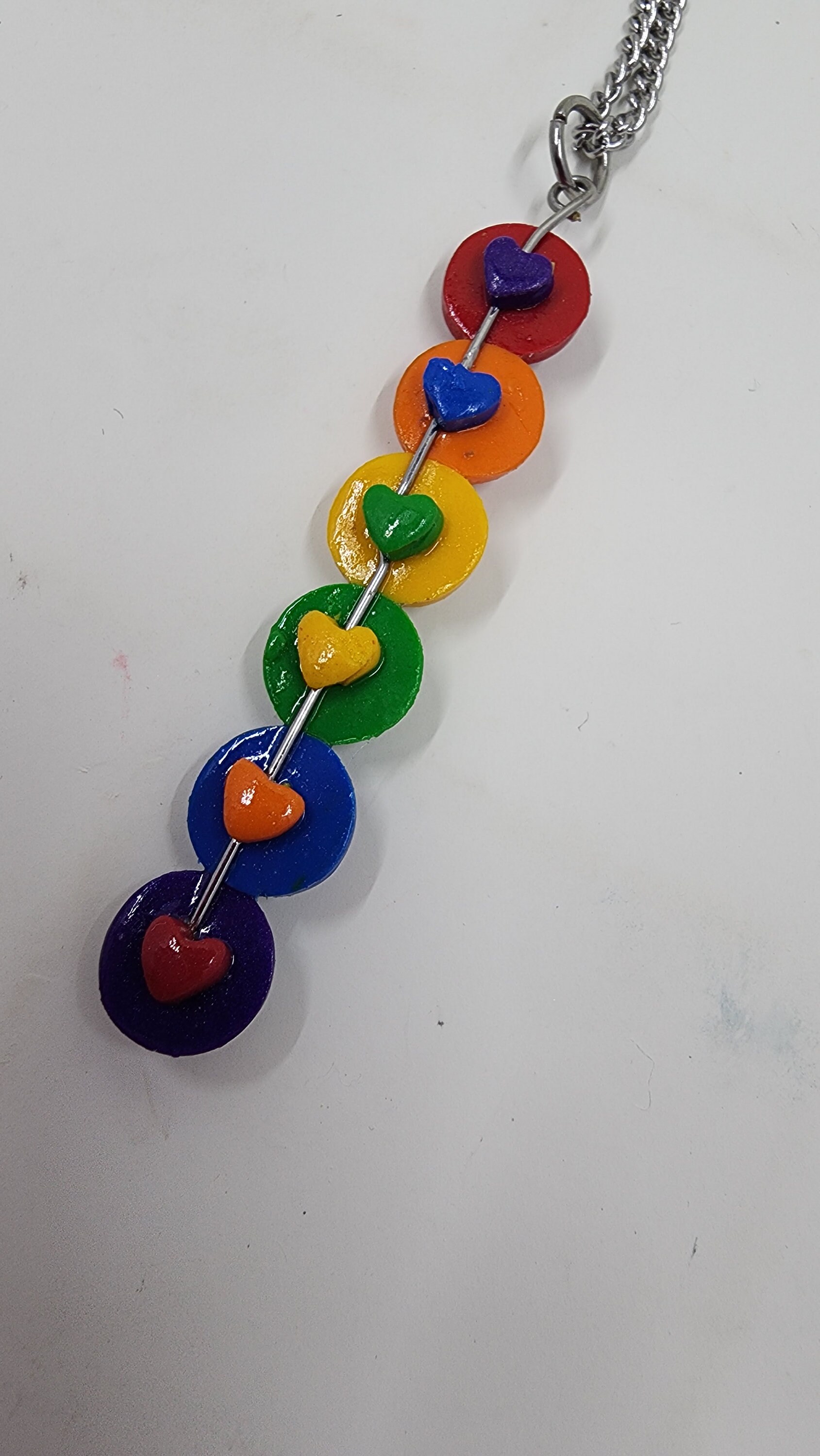 Rainbow Heart Necklace | Festival jewelry  | Pride accessory | LGBTQ + Necklace| Rainbow Statement Necklace - Thumbnail 2