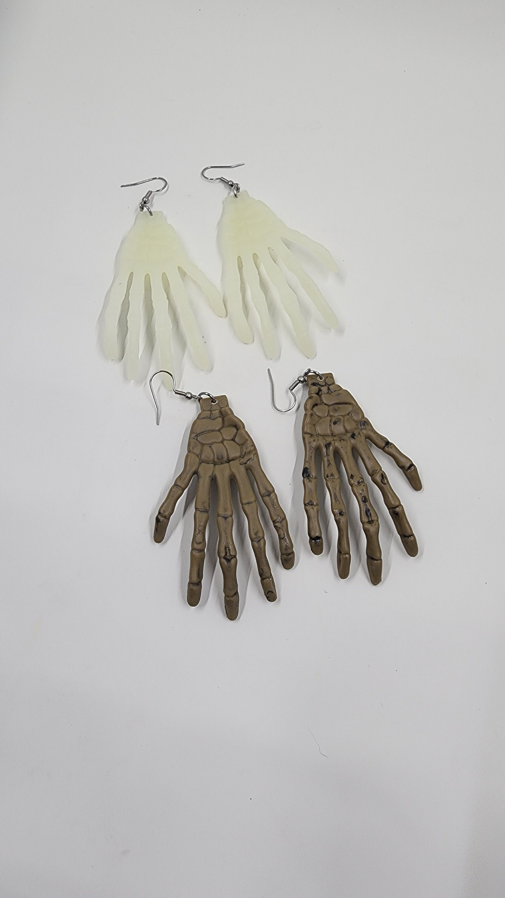 Skeleton Hand Earrings - Creepy Hand - Halloween - Glow in the dark - Skellie -
