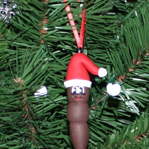 Mr. Poo Christmas Ornament with Santa Hat Clay Ornament Shop Poop White Elephant Office Gag Gift Mister Towel image 4