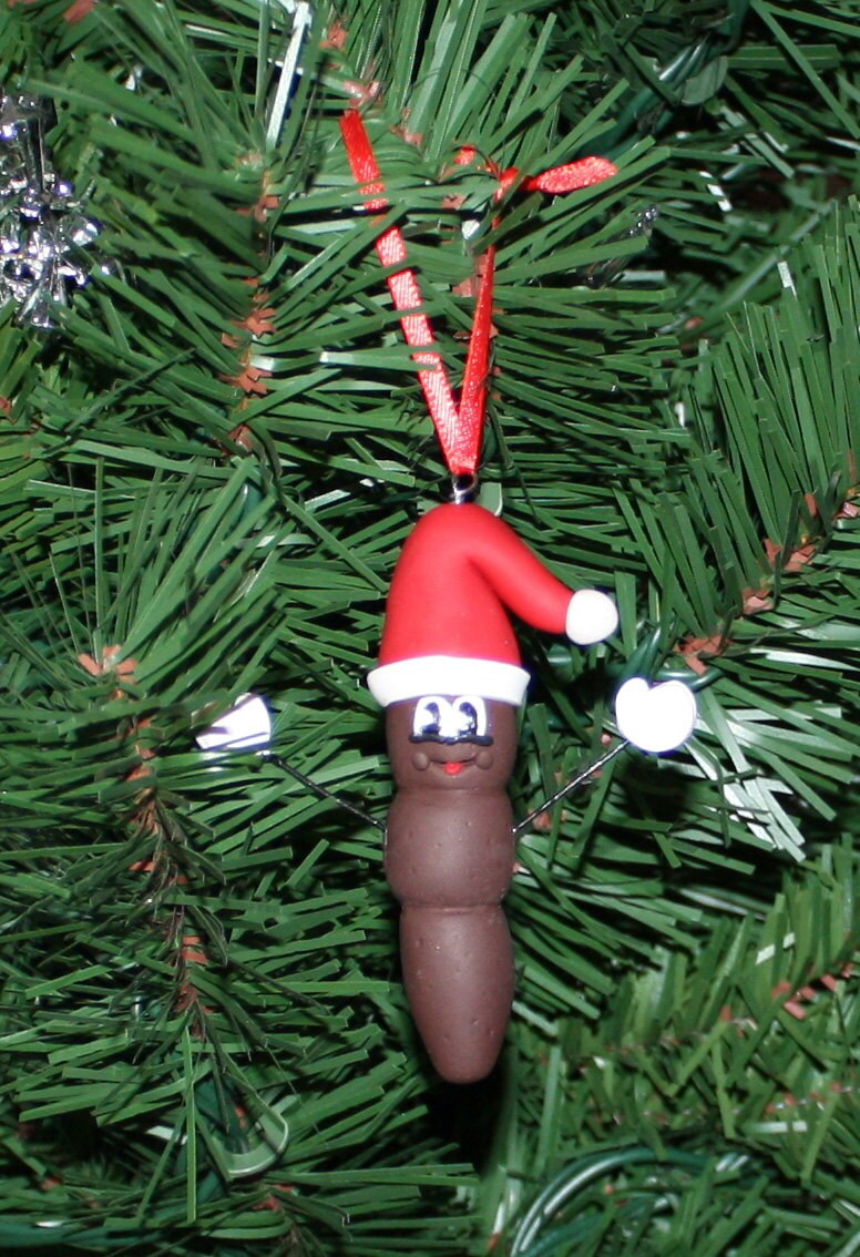 Mr. Poo Christmas Ornament with Santa Hat - Clay Ornament Shop - Poop - White Elephant Office Gag Gift - Mister - Towel - Thumbnail 4
