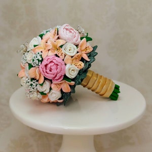 Wedding Bouquet Mini Replica Custom Ornament - Wedding Gift - First Anniversary - Newlyweds Gift - Clay Ornament Shop