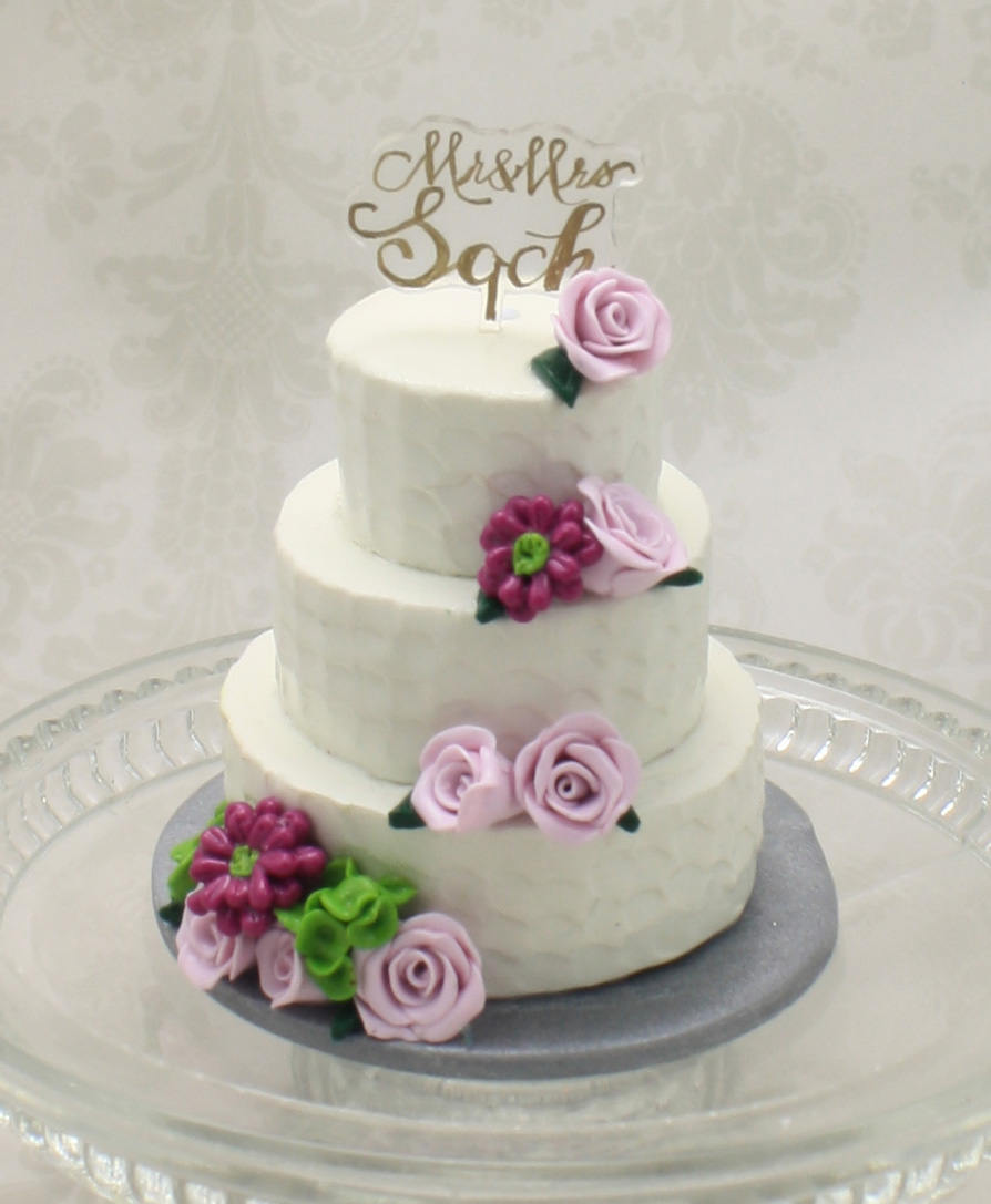 Geode Wedding Cake Mini Replica Custom Ornament - Replica Cake - Wedding Gift - First Anniversary - Newlyweds Gift - Clay Ornament Shop (NP) - Thumbnail 7