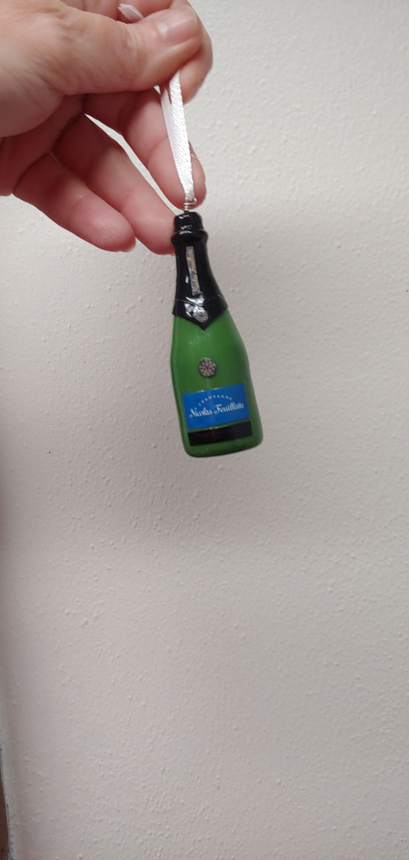 Wine Bottle Ornament | Champagne Mini Replica Custom Ornament - Wedding Gift - First Anniversary - Newlyweds Gift - Clay Ornament Shop - Thumbnail 4