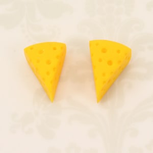 Cheese Wedge Stud Earrings V2 - Cheesehead Jewelry - Green Bay - Fake Food Earrings- Handmade - Wisconsin