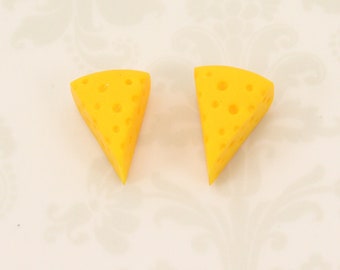 Cheese Wedge Stud Earrings V2 - Cheesehead Jewelry - Green Bay - Fake Food Earrings- Handmade - Wisconsin