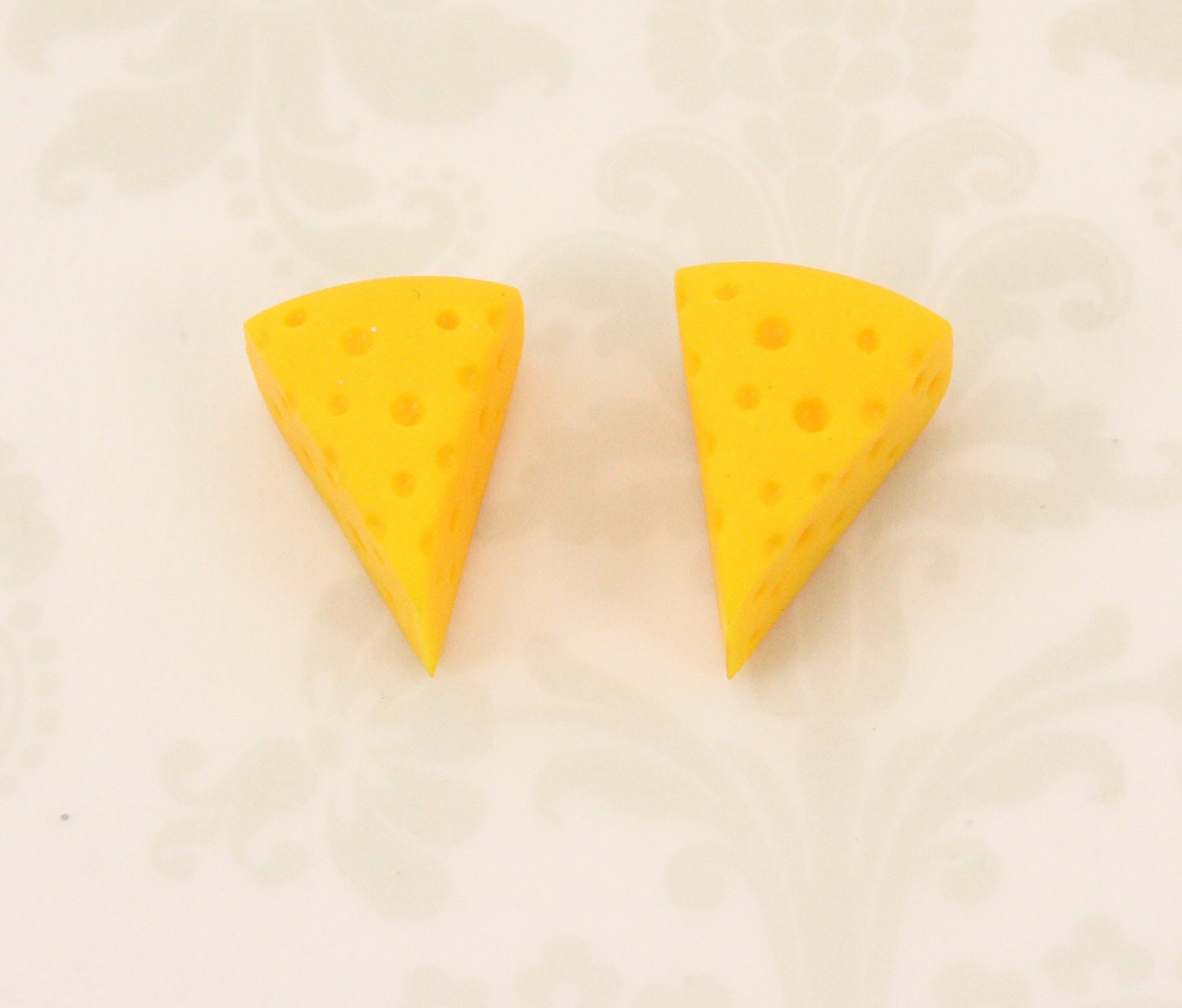 Cheese Wedge Stud Earrings V2 - Cheesehead Jewelry - Green Bay - Fake Food Earrings- Handmade - Wisconsin