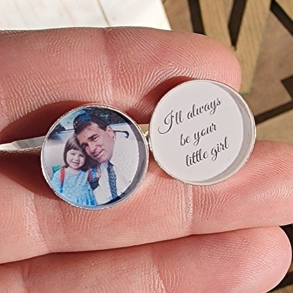 Your Own Photo Personalize Cufflinks For Him (MTO) Handmade - Cuff links - Father's Day - Wedding - Quote - Tuxedo Studs