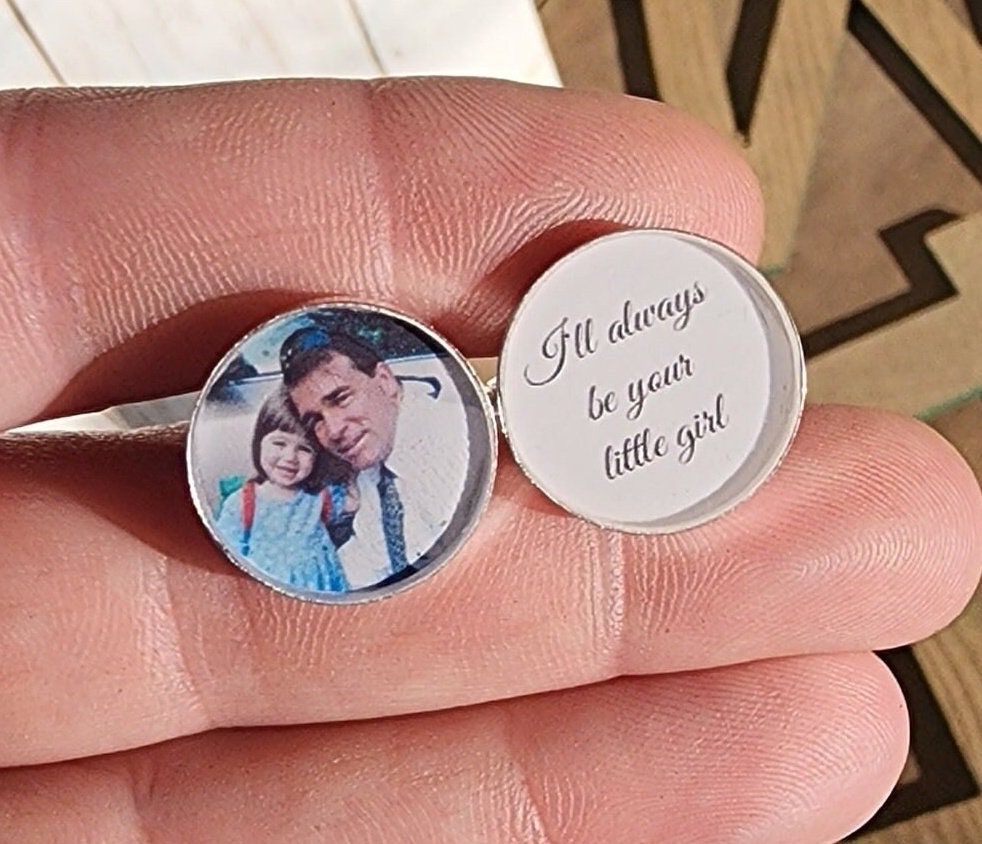Your Own Photo Personalize Cufflinks For Him (MTO) Handmade - Cuff links - Father's Day - Wedding - Quote - Tuxedo Studs