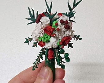Wedding Bouquet Mini Replica Custom Ornament - Wedding Gift - First Anniversary - Newlyweds Gift - Clay Ornament Shop