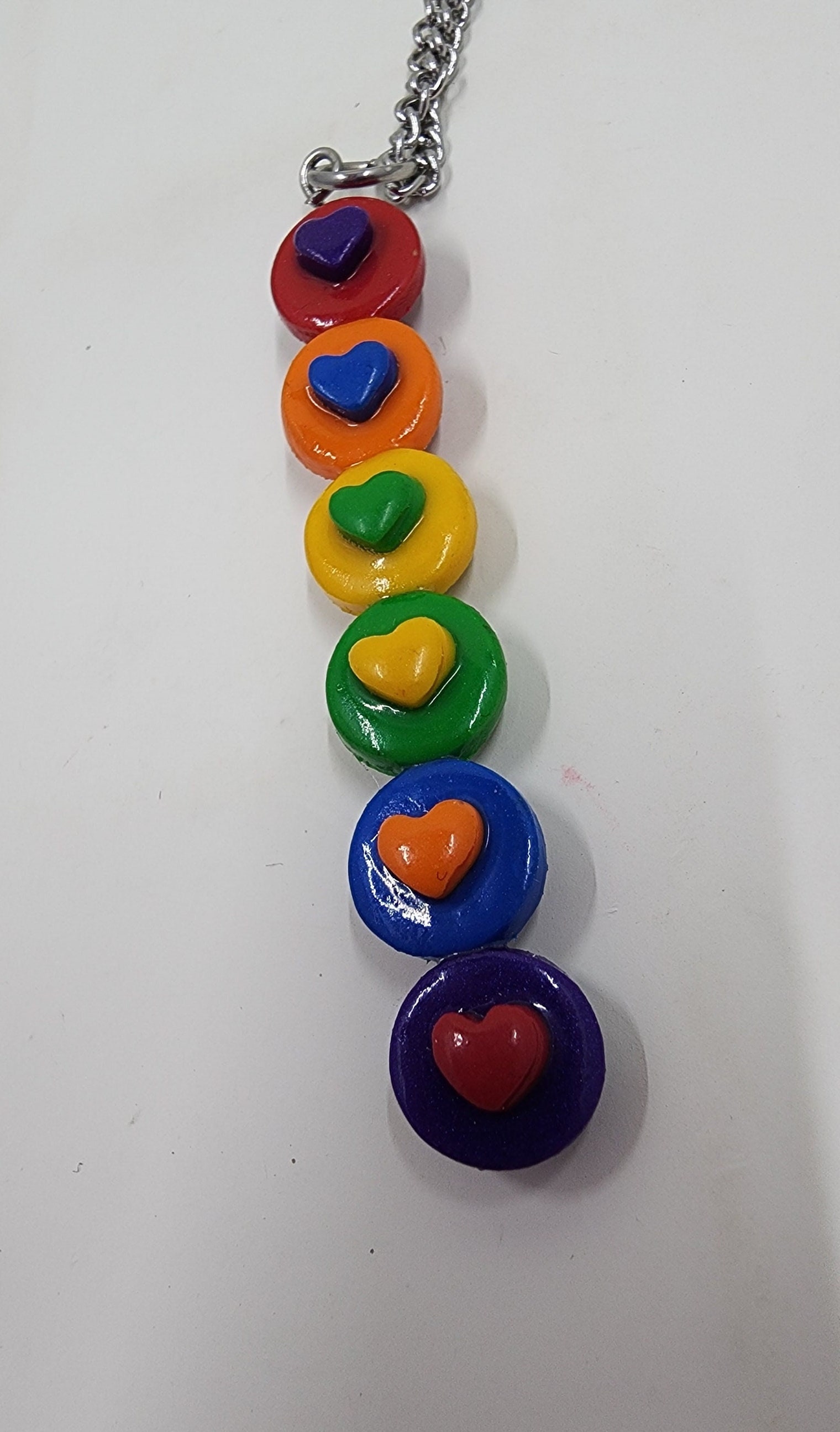 Rainbow Heart Necklace | Festival jewelry  | Pride accessory | LGBTQ + Necklace| Rainbow Statement Necklace - Thumbnail 3