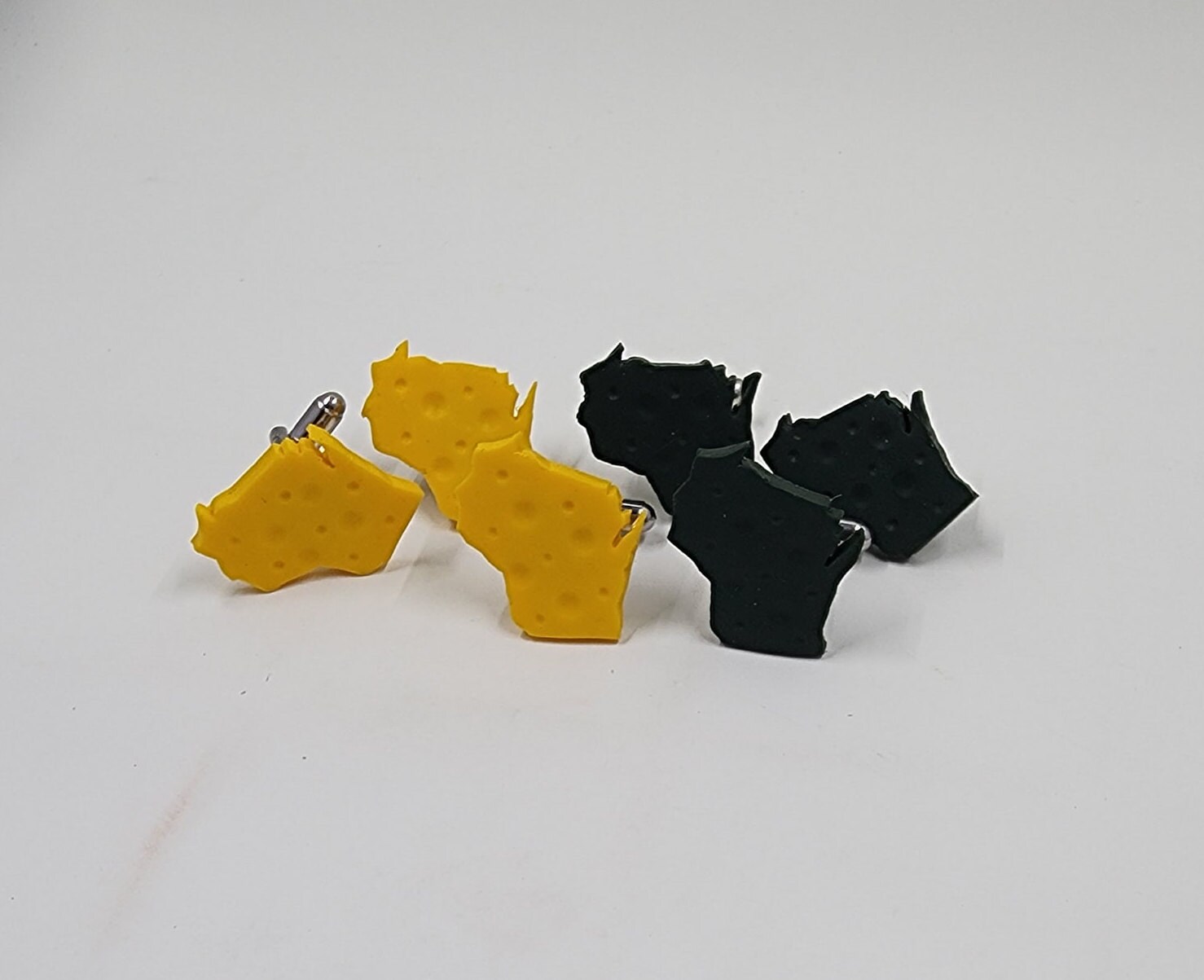 Wisconsin State Cheese Wedge CUFFLINKS - Cheesehead Jewelry - Wedding Groom Gift - Tie Tack - Father's Day - Cuff links - Thumbnail 7