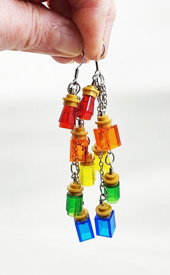 Rainbow Building Brick Potion Dangle Earrings | LGBTQ+ | Pride - Thumbnail 5