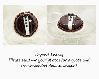Groom's Cake Mini Replica Custom Ornament - Replica Cake - Wedding Gift - First Anniversary - Newlyweds Gift - Clay Ornament Shop