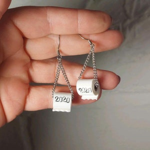 Toilet Paper Roll Dangle Earrings 2020 Toilet tissue earrings Toilet roll earrings Loo roll novelty Clip on or Pierced 2020 on back